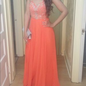 Floor length orange prom/ special event dress